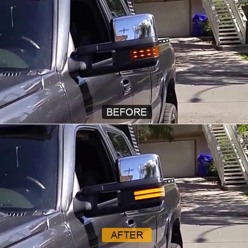 ROCCS Flash Yellow Full LED Side Tow Mirror Marker Light fit for 3rd Generation Chevy Silverado / 4th Generation GMC Sierra 2014–2019 OEM ONLY, Smoke Lens - Image 2