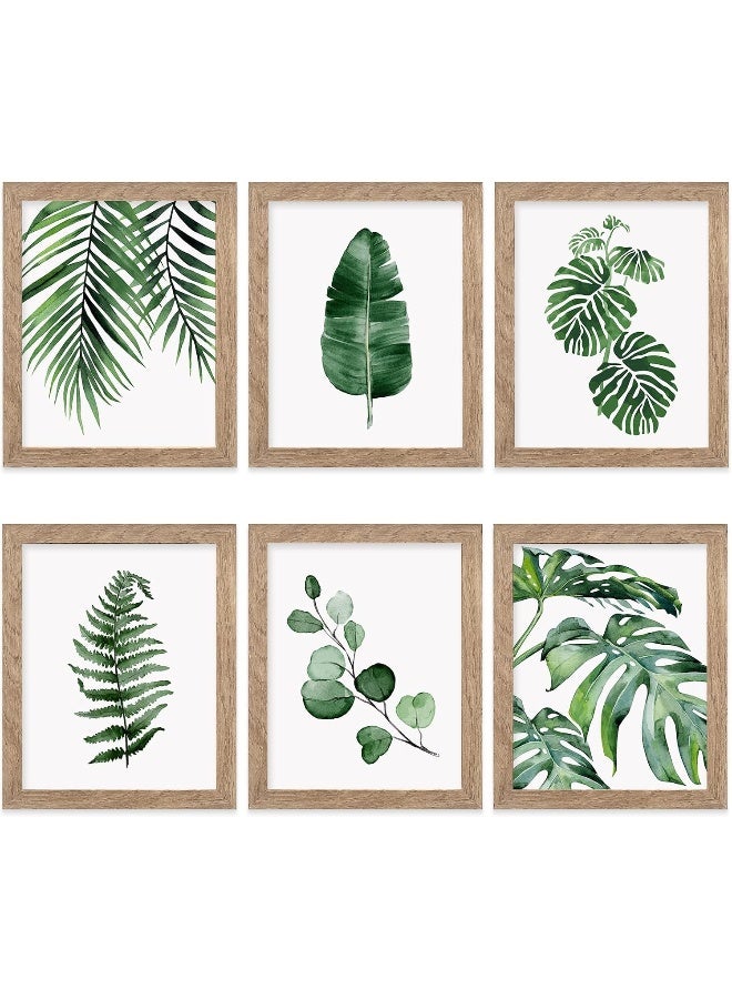 Home Trove Hoozgee Framed Botanical Wall Art Prints Set Of 6 Tropical Leaves Canvas Decor  - Image 1