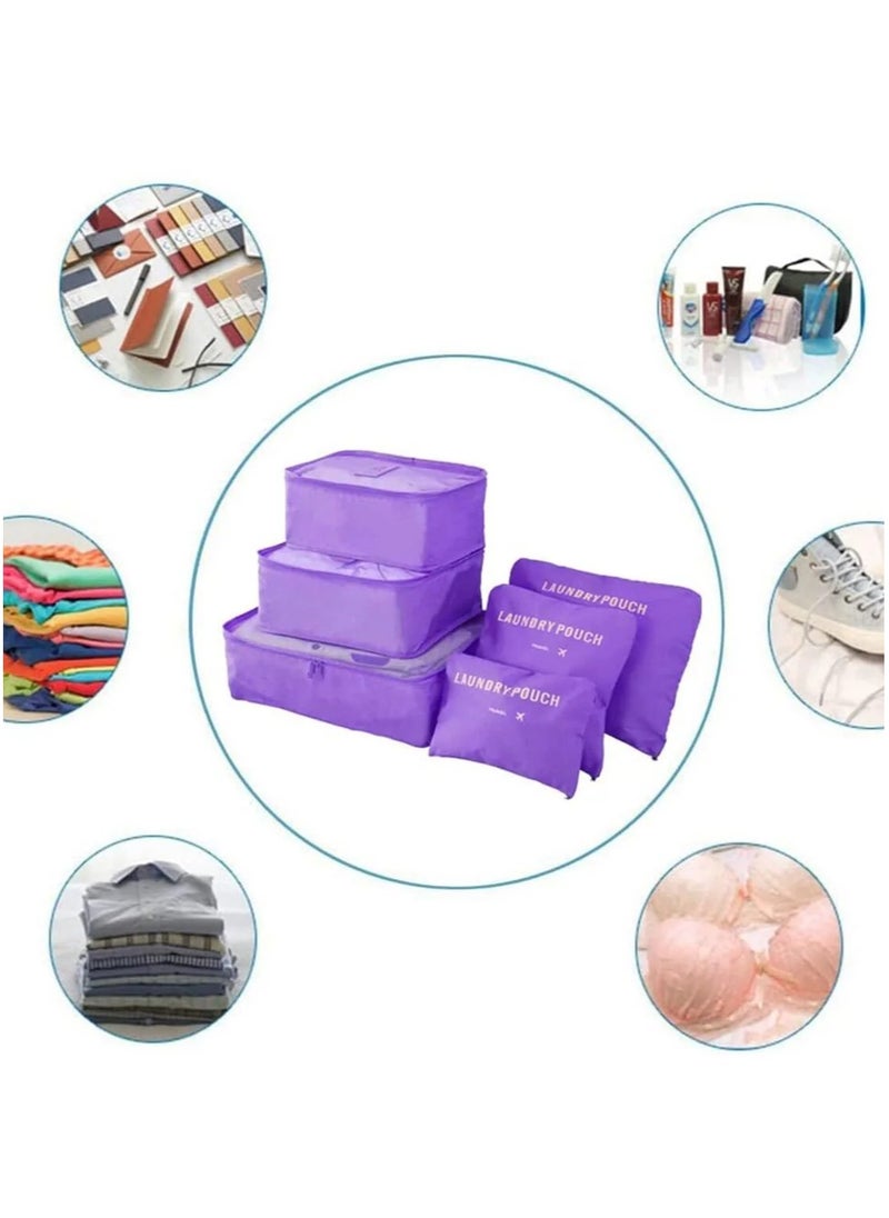ترافل مجموعة منظم السفر 6 قطع - سعة كبيرة، مكعبات تعبئة الأمتعة المحمولة للملابس، الأحذية والملابس الداخلية - بوليستر متين، سهل العناية، منظمات السفر لتعبئة الأمتعة  - Image 2