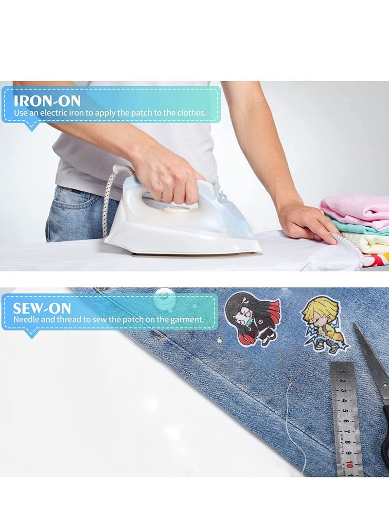 Iron on Patches for Clothing,19 Pieces Iron on Patches Anime Patches Demon Slayer Embroidered Iron on Sew on Decorative Applique Patch Patches for DIY Jeans Jackets Shirts Bag Caps - Image 3