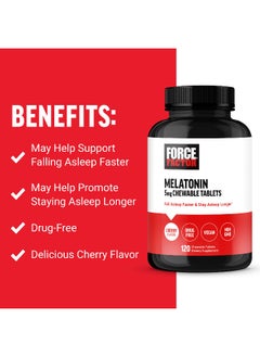 Force Factor Force Factor, Melatonin, Cherry, 5 mg, 120 Chewable Tablets  - Image 3
