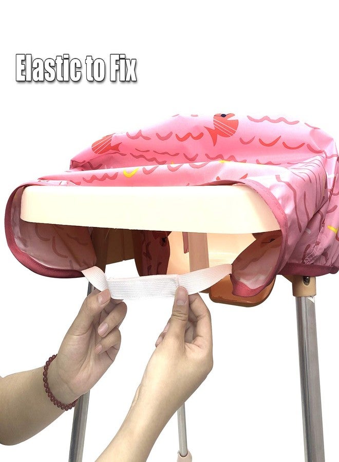 HIVVI Long Sleeve Baby Bib, Attaches to Highchair, Waterproof & Portable (Pink Fish) - Image 3
