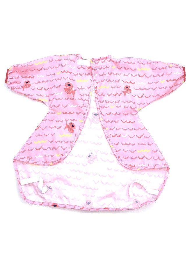 HIVVI Long Sleeve Baby Bib, Attaches to Highchair, Waterproof & Portable (Pink Fish) - Image 5