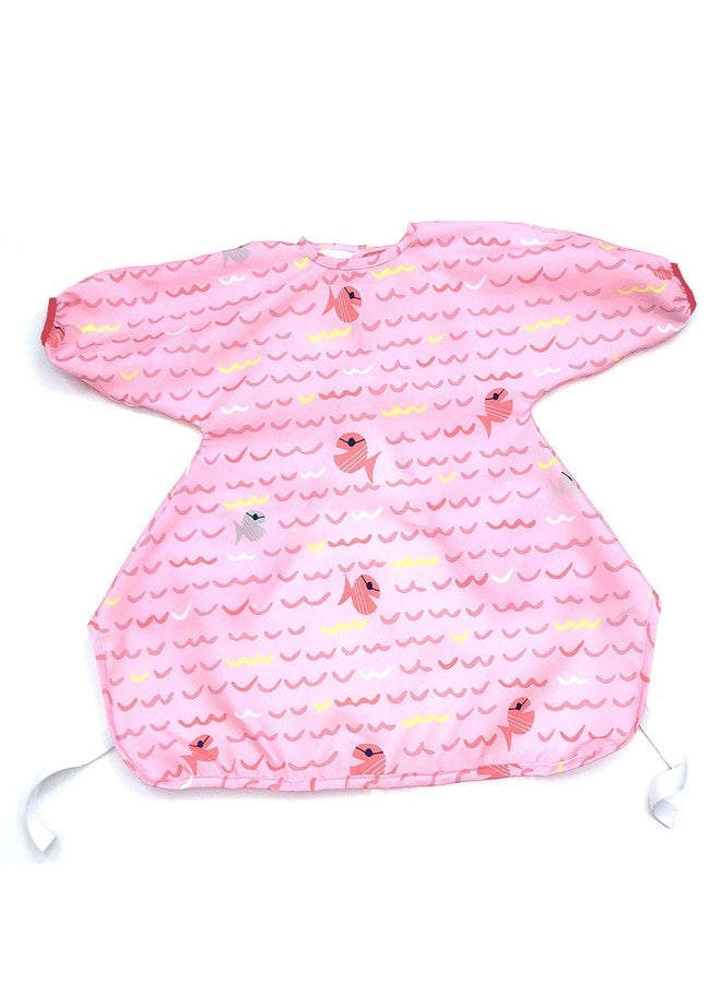 HIVVI Long Sleeve Baby Bib, Attaches to Highchair, Waterproof & Portable (Pink Fish) - Image 4