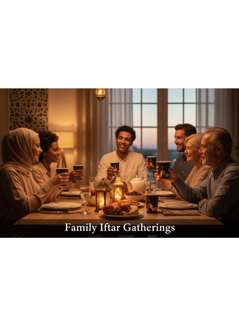 60 قطعة من أكواب رمضان الورقية ذات الجدار المزدوج، أكواب رمضان مبارك الورقية، 9 أونصة، أكواب عيد الفطر للاستخدام مرة واحدة - أكواب للاستخدام مرة واحدة لرمضان والعيد - Image 4