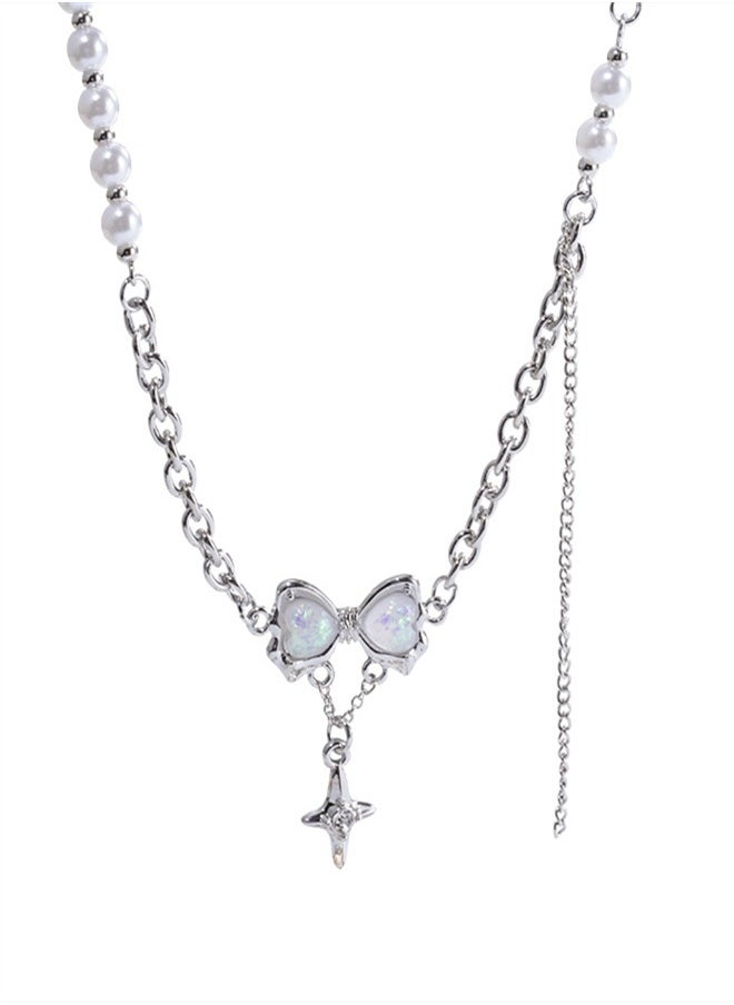Generic - Butterfly Bow Pearl Necklace - Image 1