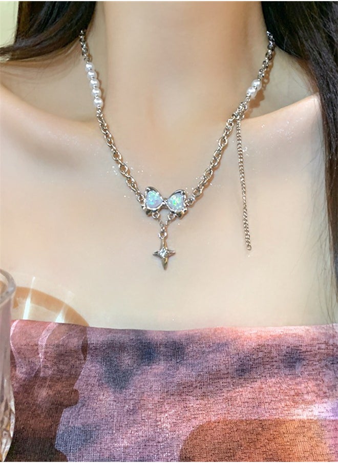 Generic - Butterfly Bow Pearl Necklace - Image 1
