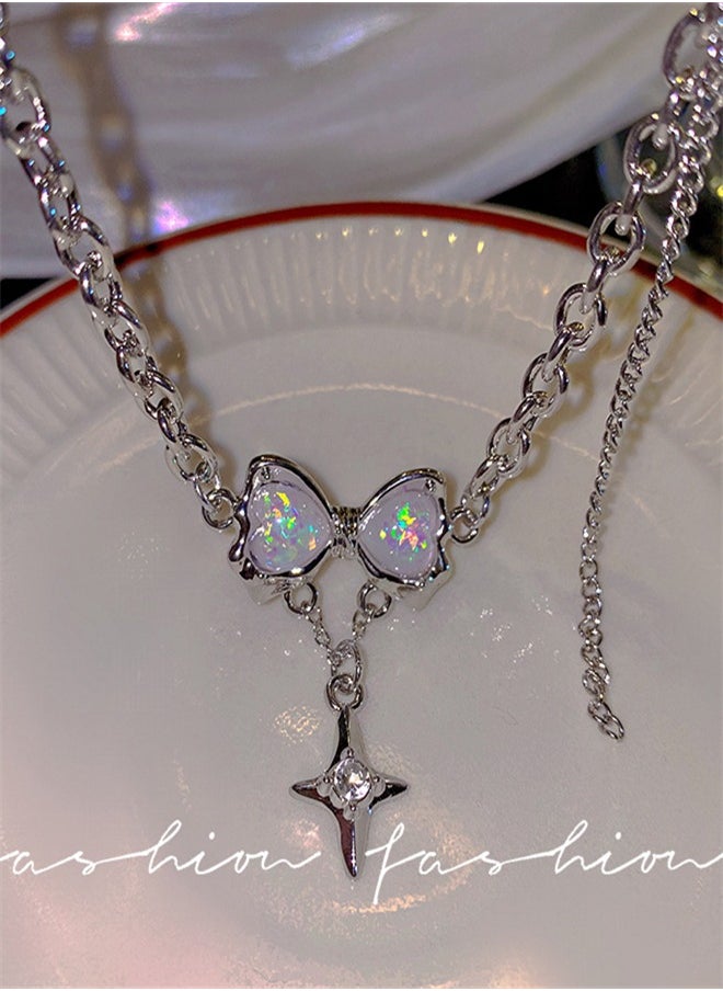 Generic - Butterfly Bow Pearl Necklace - Image 1