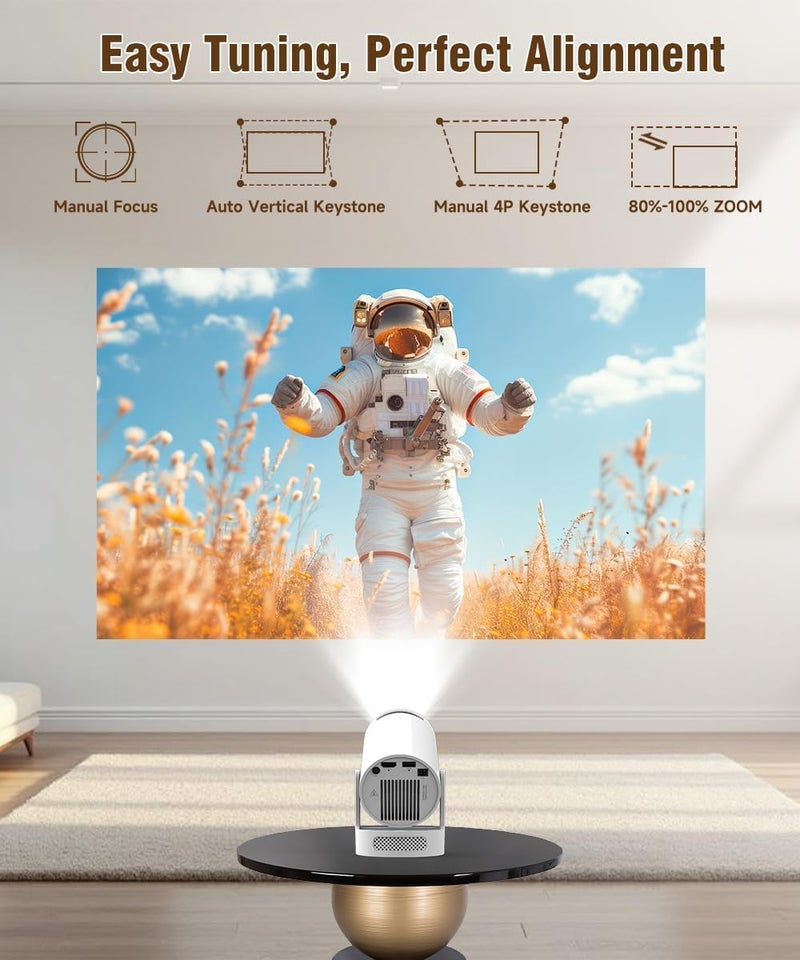 اوٹل HY300 Ultra Mini Projector 4K Built in Apps، جهاز عرض صغير بدقة 4K مع تطبيقات مدمجة، جهاز عرض ذكي محمول مع WiFi 6 وBluetooth 5.4، مكبر صوت بقاعدة 5 واط، 160 ANSI، تصحيح الانحراف التلقائي، متوافق مع HDMI/USB/عصا التلفزيون/الهاتف/اللابتوب - Image 3