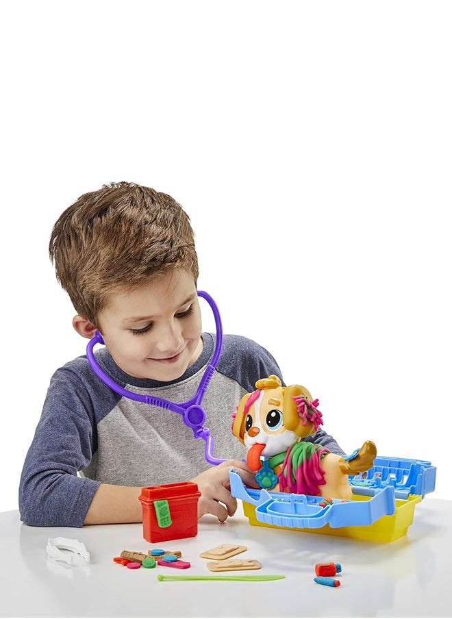 Play-Doh - Kids Care 'N Carry Vet Playset With Toy Dog, Storage, 10 Tools, And 5 Modeling Compound Colours, Non-Toxic for 3 Years And Up - Image 1