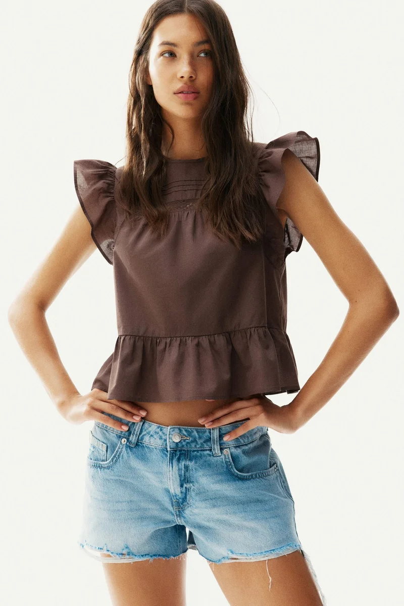 H&M Lace-inset peplum blouse