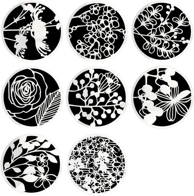 Hyamass 8Pack Floral Painting Stencils  Round HollowOut Reusable Craft Stencils for DIY Wall Art Canvas  Fabric Decoration