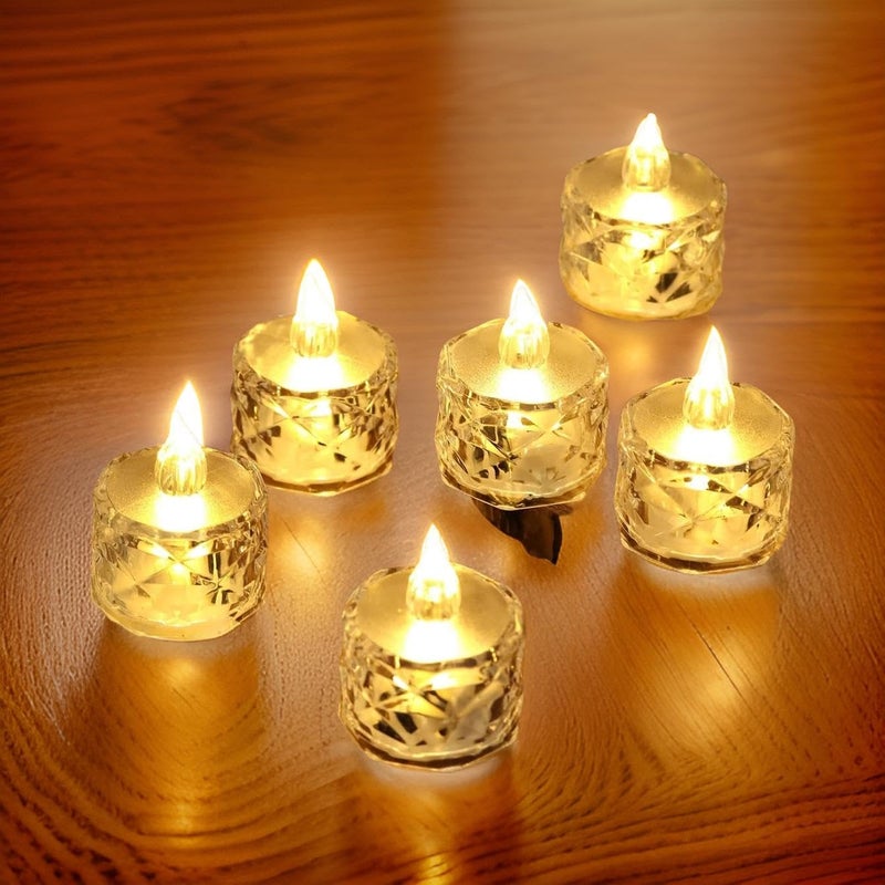Ein Sof 36 Pcs Flameless and Smokeless Decorative Crystal Candles Transparent Acrylic Led Tea Light Candle for Decoration (36 Pieces, Yellow, 5 cm) - Image 4