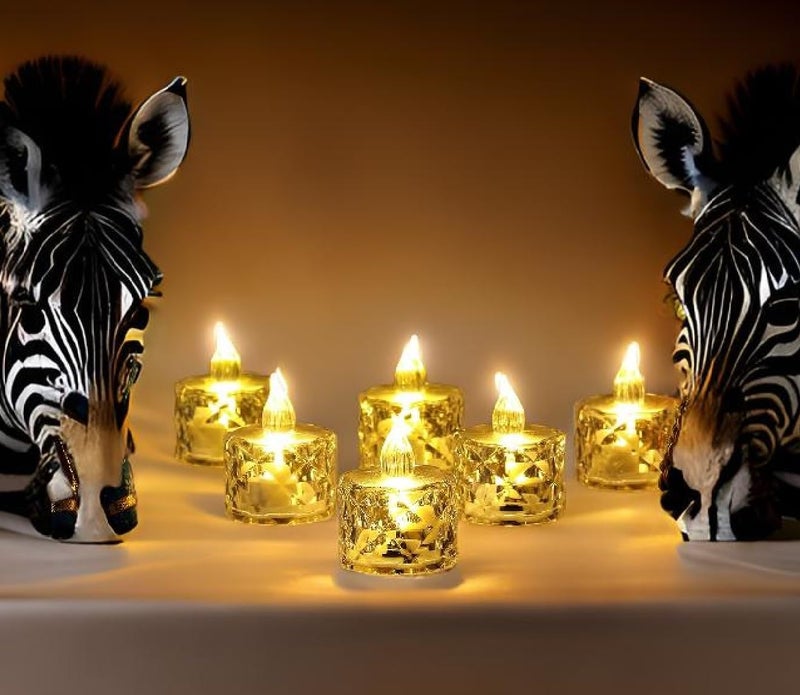 Ein Sof 36 Pcs Flameless and Smokeless Decorative Crystal Candles Transparent Acrylic Led Tea Light Candle for Decoration (36 Pieces, Yellow, 5 cm) - Image 2