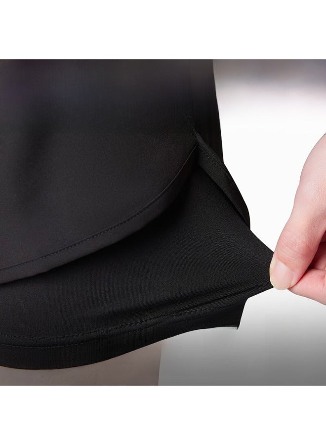 Loquat Swimming Trunks Men's Swimsuit Suit Double-layer Five-point Swimming Trunks Split-type Quick-drying Diving Suit Anti-embarrassment Sports Fitness-Color:Sci-fi Long Sleeve + Double-layer Swimming Tru - Image 5