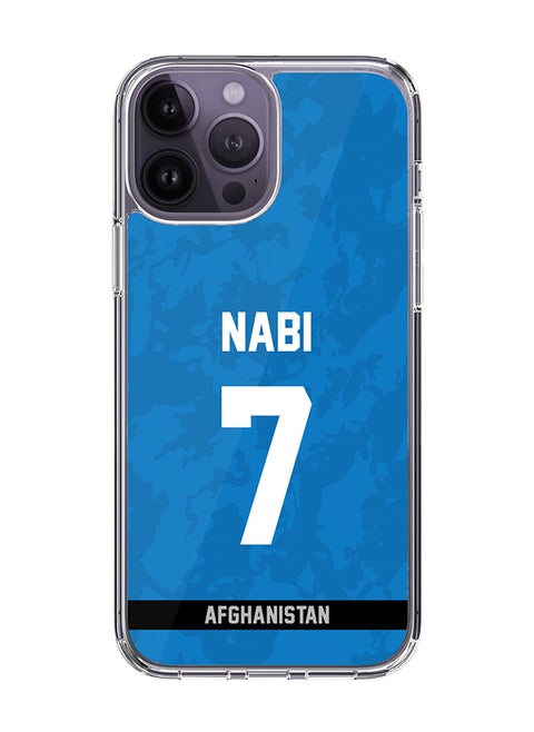 Classic Clear Case for iPhone 14 Pro Max , Hybrid Soft Case Transparent Cover - Player Name - Mohammad Nabi, Jersey Number- 7
