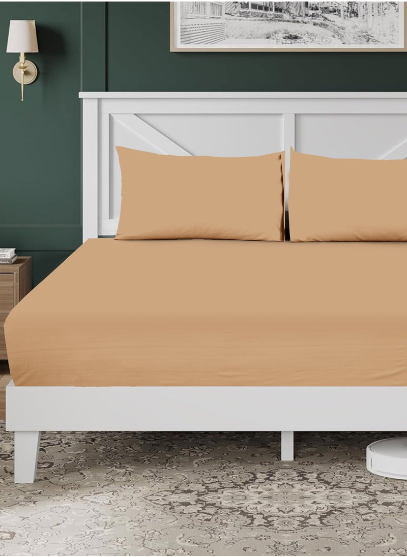 Siesta Zen Siesta Zen™ Premium Quality TC 250 Cotton Rich Fitted Sheet Set Full Elastic 30cm Deep Pocket Fits for All, Ultra Soft, Breathable, Wrinkle Resistant (1 Fitted+2 Pillowcases)  - Image 1