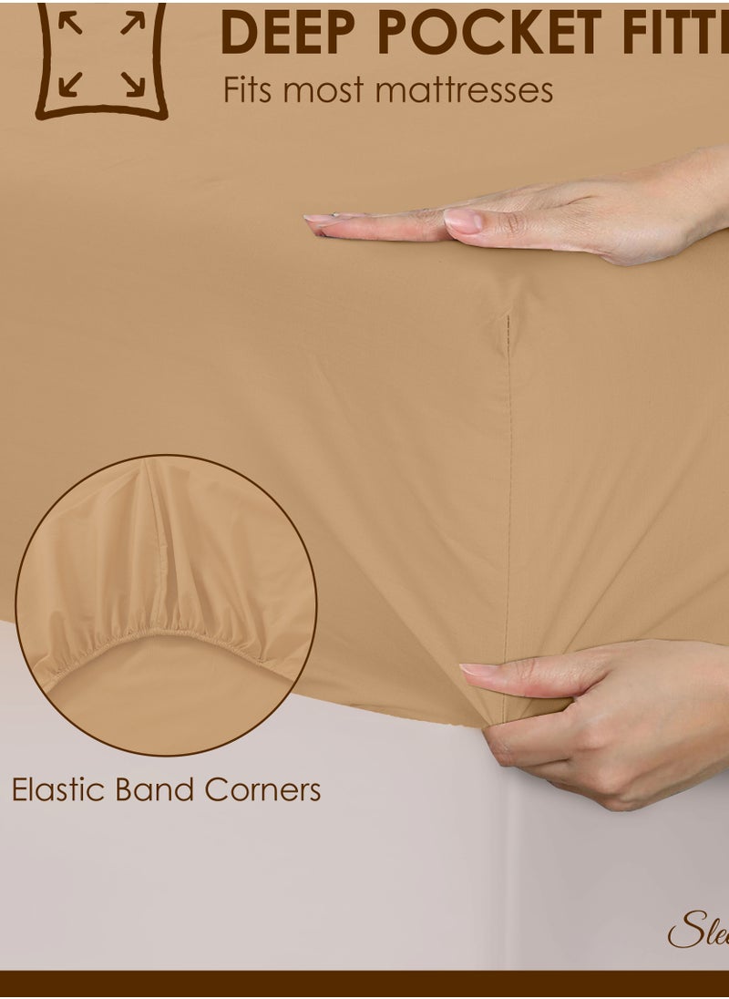 Siesta Zen Siesta Zen™ Premium Quality TC 250 Cotton Rich Fitted Sheet Set Full Elastic 30cm Deep Pocket Fits for All, Ultra Soft, Breathable, Wrinkle Resistant (1 Fitted+2 Pillowcases)  - Image 3