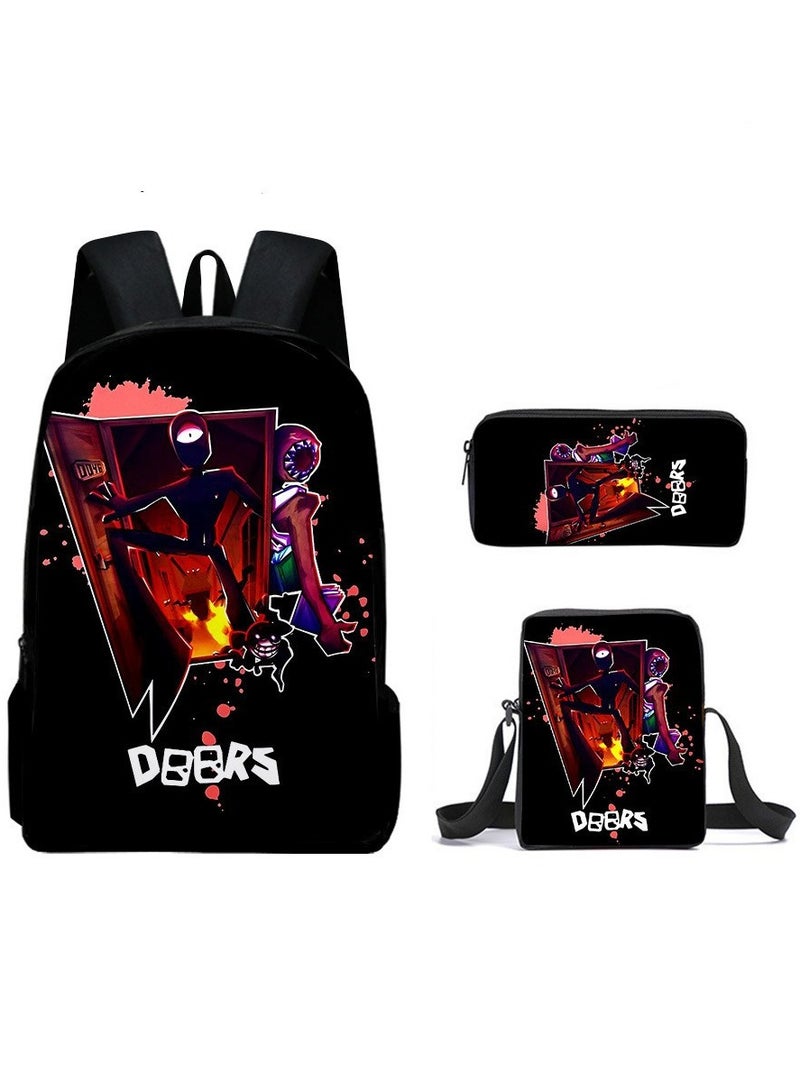 Children's leisure load reducing large capacity printed backpack for elementary school students, 3-piece set - Image 1