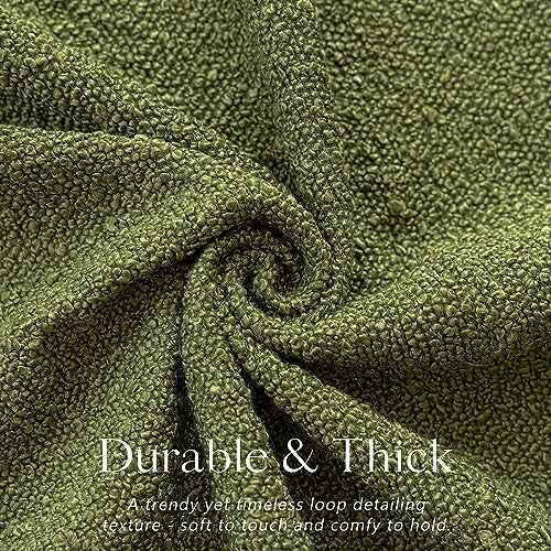 Foindtower Textured Boucle Throw Pillow Covers Accent Solid Pillow Cases Cozy Soft Decorative Couch Cushion Case for Chair Sofa Bedroom Living Room Home Decor 18 x 18 InchGreen - Image 3