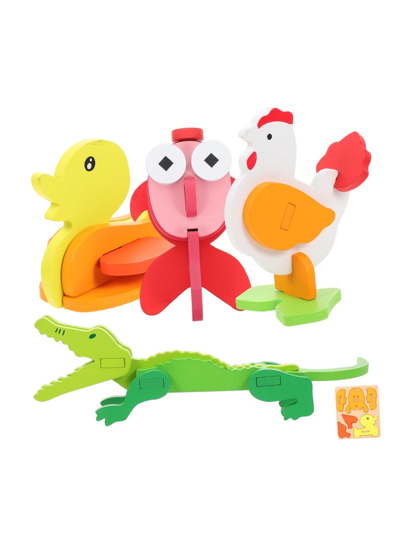 Luckam , 4 Pack Wooden Puzzles for Toddlers, Animal Shape Preschool Montessori Toys for Boys and Girls, Early Learning Handmade Skill Building Blocks for 1-3 Years Old Toddlers - Image 1