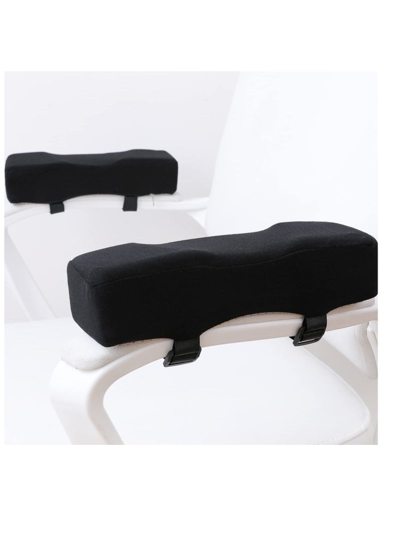 KASTWAVE وسادة مسند الذراع للكرسي، 2 قطعة وسادات مسند ذراع سميكة إضافية دعم وسادة كوع مريحة تخفيف الضغط من رغوة الذاكرة مع شرائط فيلكرو لمساند ذراع كرسي المكتب وكرسي الألعاب (أسود) - Image 1