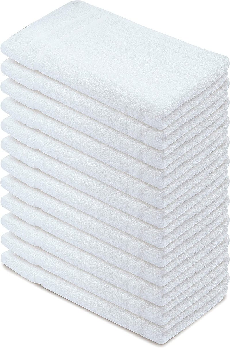 Textila Basic Hand Towels 16x26 Inches â€“ Pack of 12 â€“ White Color â€“ Soft and Absorbent Multipurpose Cotton Towels for Bathroom, Spa, Gym, Salon, Hotel, and Everyday Use - Image 1