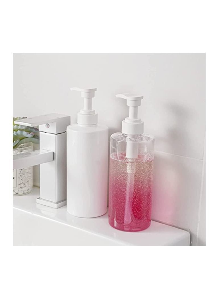 Hand Soap Dispenser, 14oz/400ML White Frosted Cylindrical Press Lotion Bottle, for Bathroom Kitchen, Empty Refillable Liquid Container, 2Pcs Shampoo Body Wash Conditioner Dispenser - Image 4