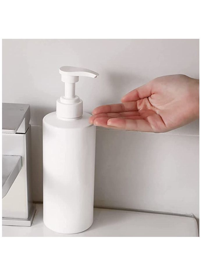 Hand Soap Dispenser, 14oz/400ML White Frosted Cylindrical Press Lotion Bottle, for Bathroom Kitchen, Empty Refillable Liquid Container, 2Pcs Shampoo Body Wash Conditioner Dispenser - Image 2