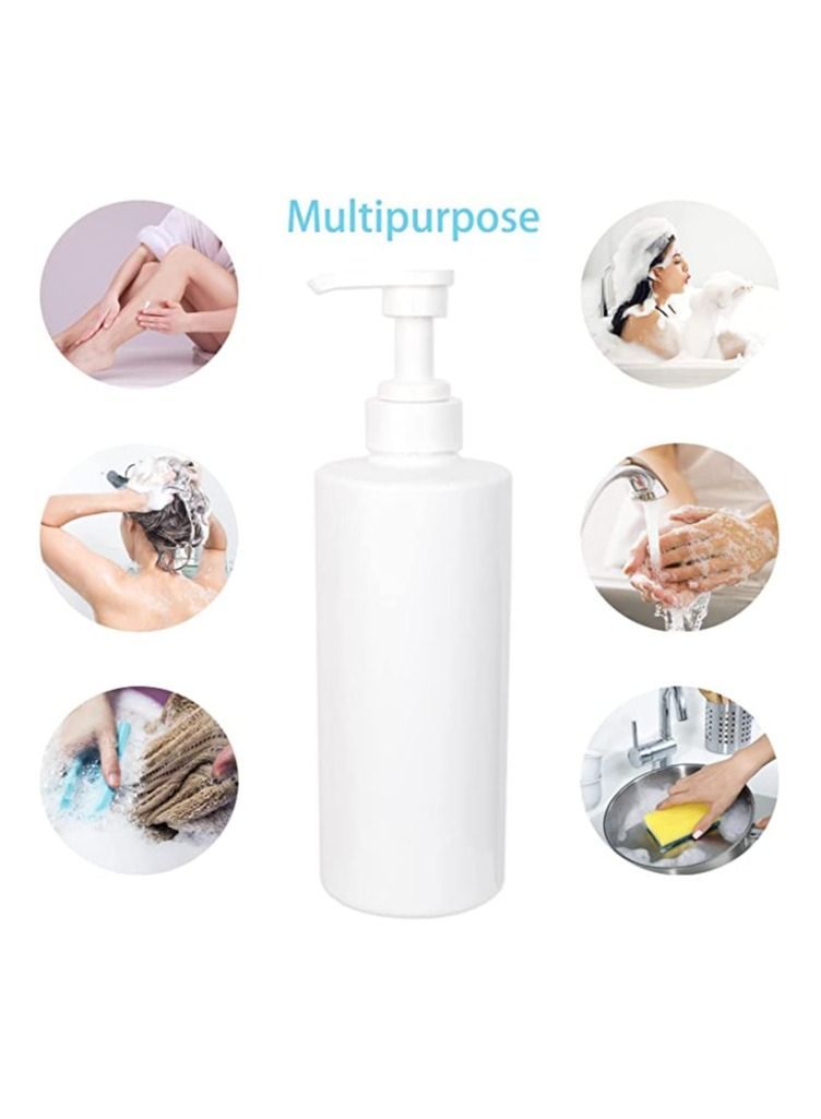 Hand Soap Dispenser, 14oz/400ML White Frosted Cylindrical Press Lotion Bottle, for Bathroom Kitchen, Empty Refillable Liquid Container, 2Pcs Shampoo Body Wash Conditioner Dispenser - Image 5