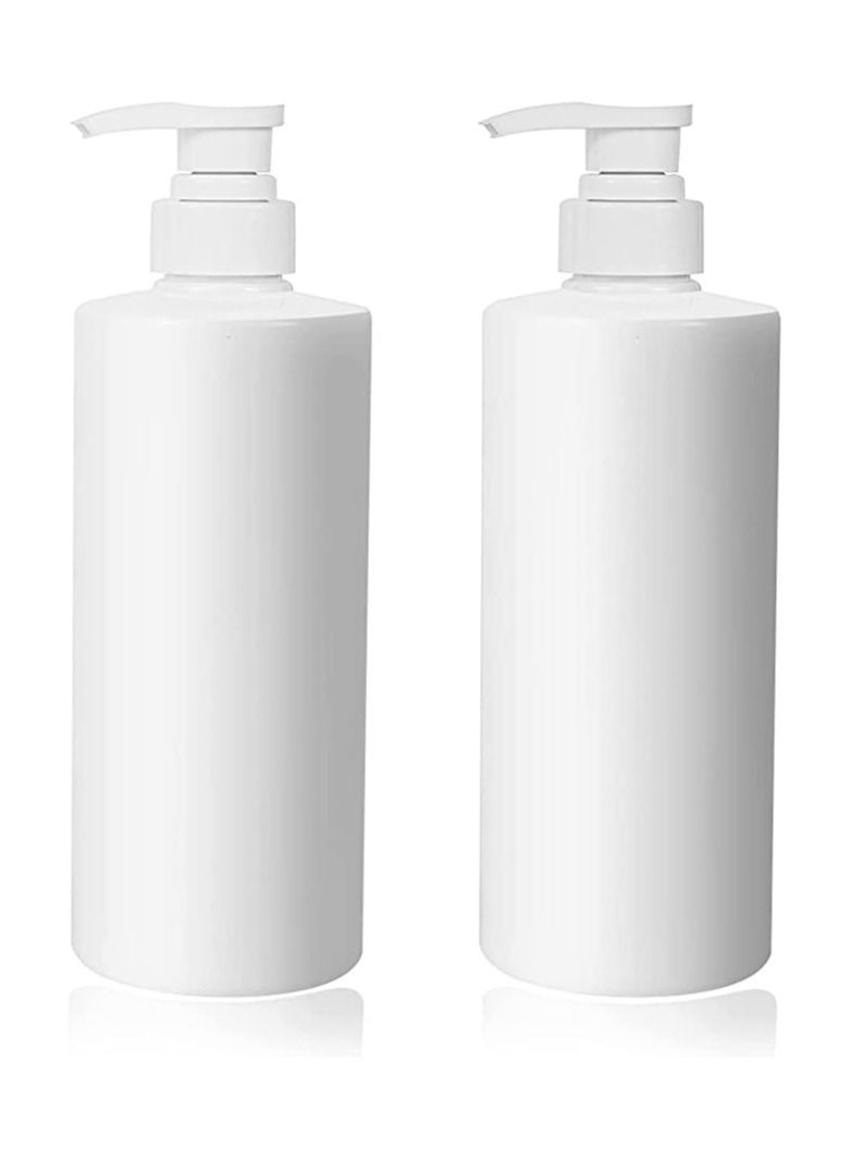 Hand Soap Dispenser, 14oz/400ML White Frosted Cylindrical Press Lotion Bottle, for Bathroom Kitchen, Empty Refillable Liquid Container, 2Pcs Shampoo Body Wash Conditioner Dispenser - Image 1