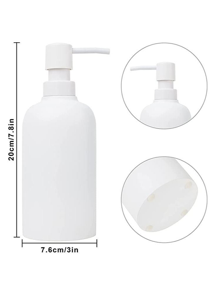 Hand Soap Dispenser, 14oz/400ML White Frosted Cylindrical Press Lotion Bottle, for Bathroom Kitchen, Empty Refillable Liquid Container, 2Pcs Shampoo Body Wash Conditioner Dispenser - Image 3