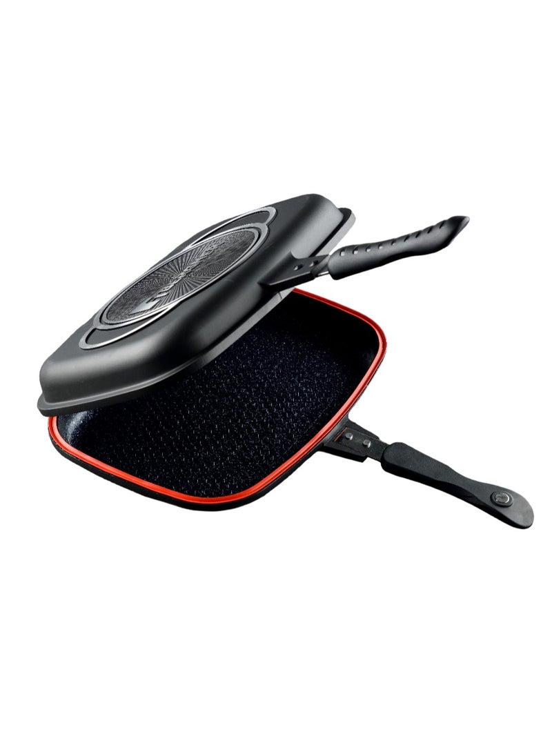 BERGNER ORION CAST ALUMINUM DOUBLE GRILL PAN 32X24X7CM, INDUCTION BOTTOM, GREY COLOR, BG30069GY  - Image 2