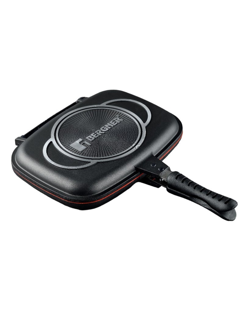 BERGNER ORION CAST ALUMINUM DOUBLE GRILL PAN 32X24X7CM, INDUCTION BOTTOM, GREY COLOR, BG30069GY  - Image 1