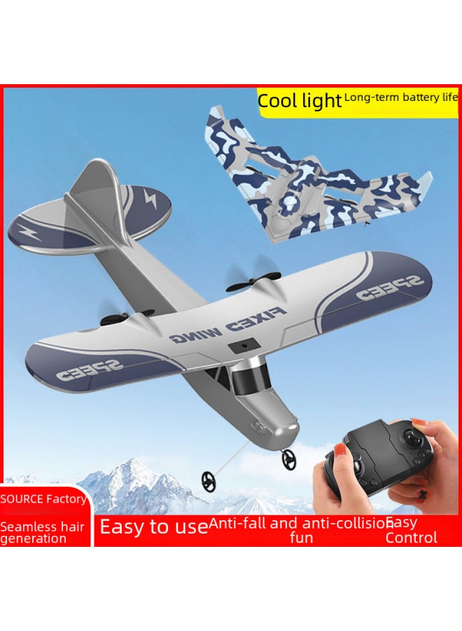 Rc Airplane Toy - Large Scale Aircraft Model High Precision Control For Outdoor Flight Experience-Color:Camouflage Blue-Specifications:One Battery  - Image 2
