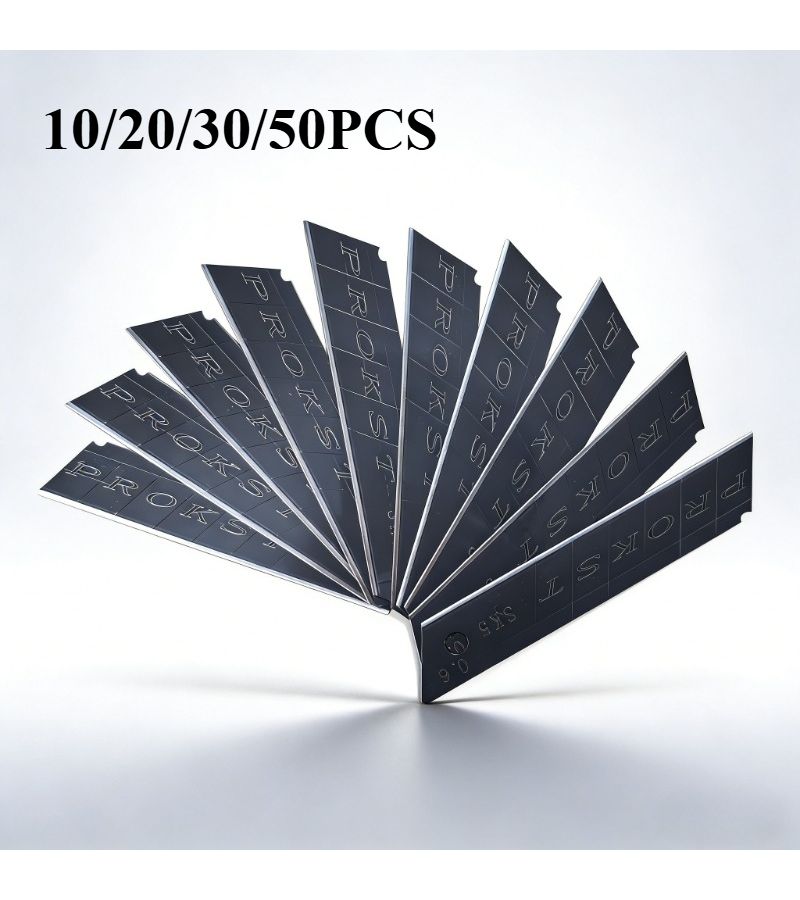 30 Pieces Multi Function Knife Replacement Blades 5Mm High Carbon Steel 60 Degree Angle for Box Openers Cutting Cardboard Foam Board And Plastic Black - Image 1