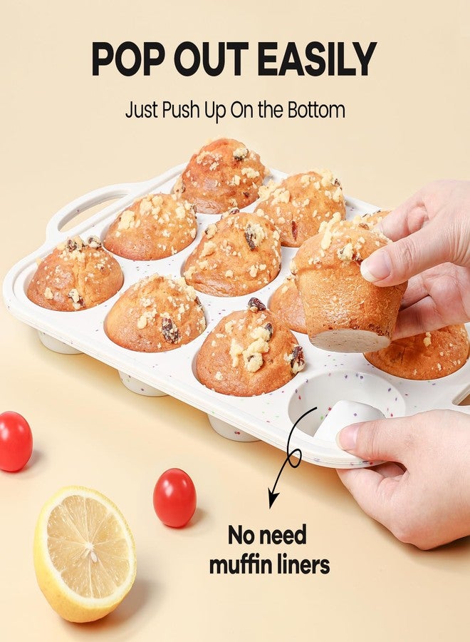 Fimary Silicone Muffin Pan with Metal Reinforced Frame - Muffin Pan for Homemade Muffins, Cupcakes, Muffin Cakes, and Bread, Oven and Dishwasher Safe (Muffin Pan - 12 Cup - 2 Pack) - Image 3