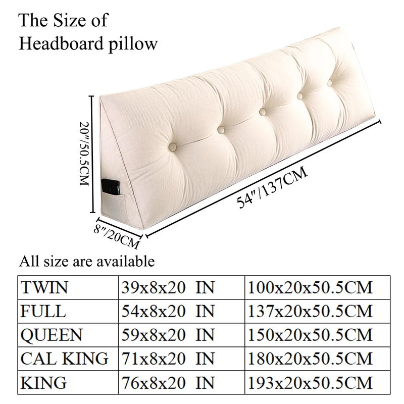 SAMTY Husband headboard Pillow Large Back Rest Support Reading Pillows for Sitting in Bed for Adults Triangle Velvet Wedge Pillow headboard Full Size, Grey - Image 2