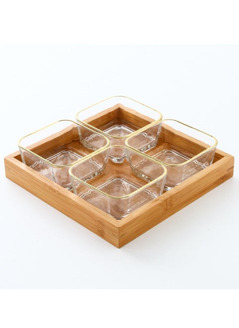 Four Pieces Glass Bowls With A Tray Light Extravagant Fruit Plate Creative Glass Platter