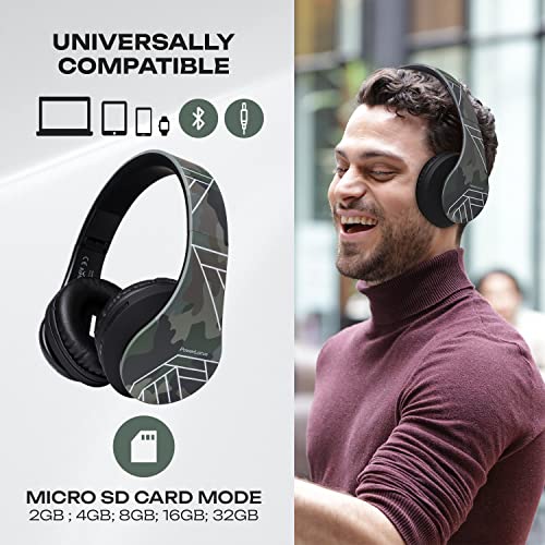 PowerLocus Bluetooth Over-Ear Headphones, Wireless Stereo Foldable Headphones Wireless and Wired Headsets with Built-in Mic, Micro SD/TF, FM for iPhone/Samsung/iPad/PC (Camo) - Image 2