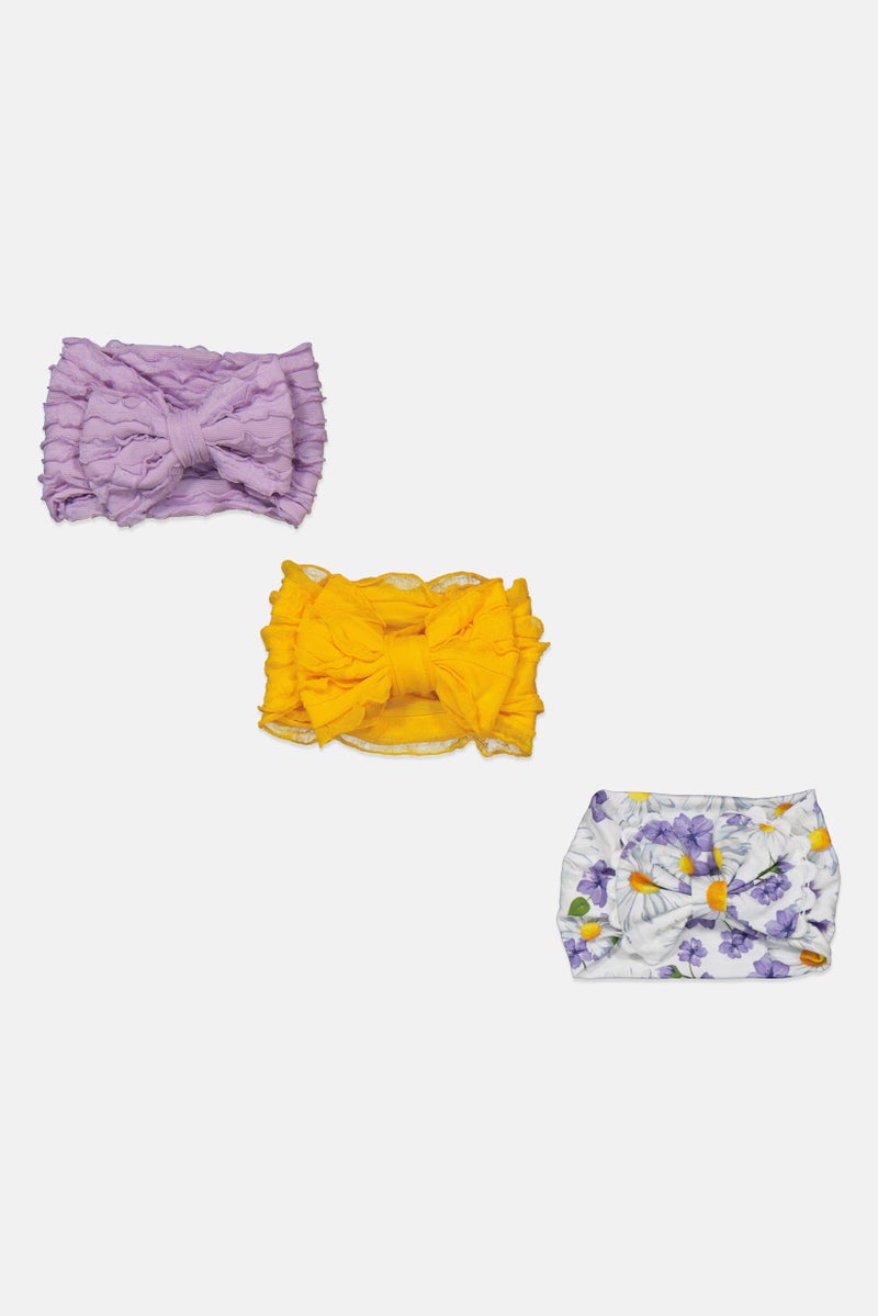 bebe Toddlers Girl 3 Pieces Floral Headband, Orange - Image 1