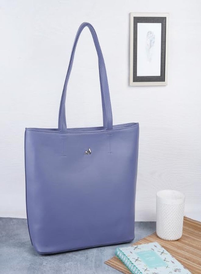 Metro Blue Faux Leather Premium Zipper Casual Tote Bag For Women - Image 2