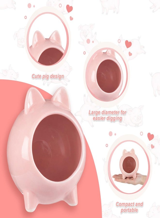 Sliner Ceramic Salt Pig with Wooden Spoon Pink Cute Pig Shaped Salt Cellar Holder Countertop Storage Container for Kitchen Counter Dishwasher Safe - Image 3