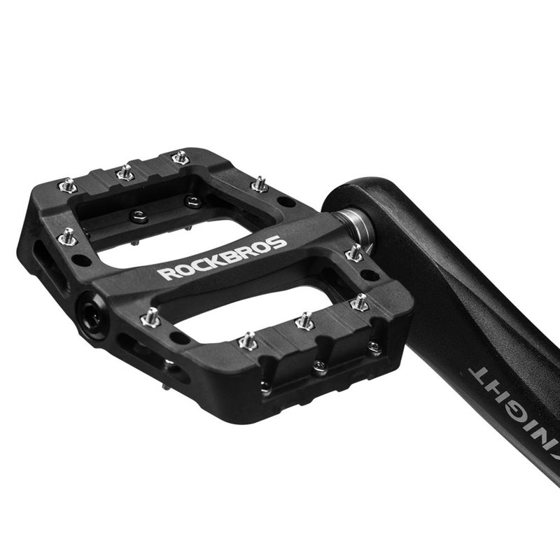 Rockbros Rock BROS Lightweight Mountain Bike Pedals Nylon Fiber Bicycle Platform Pedals for BMX MTB 9/16" Black - Image 2