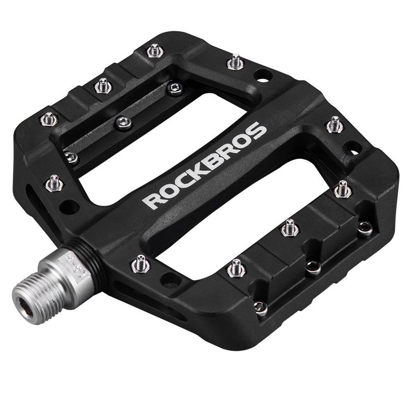 Rockbros Rock BROS Lightweight Mountain Bike Pedals Nylon Fiber Bicycle Platform Pedals for BMX MTB 9/16" Black - Image 1
