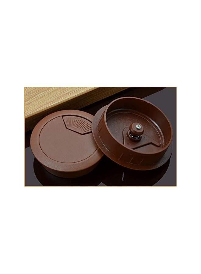 QUOTEL غطاء كابل الكمبيوتر البلاستيكي لتنظيم الأسلاك على المكتب (عبوة من 3) (60 مم، بني) - Image 1