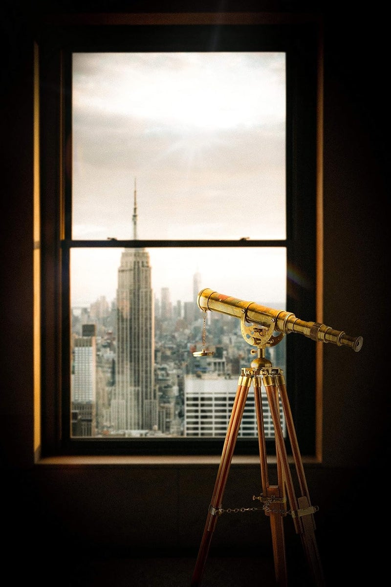 Super7One Handcrafted Stand Telescope | 27" inches Tall | Bookshelf Retro Decor | Nickel Plated | Table Décor | Functional Vintage Replica Brass Nautical Antique | Spyglass & Collectible | - Image 5
