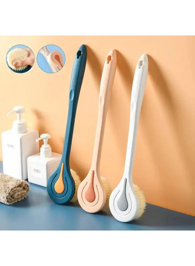 فرشاة تنظيف الظهر ذات المقبض الطويل الأزرق، بشعر ناعم للاستحمام والتدليك، تصميم مريح. - Image 1