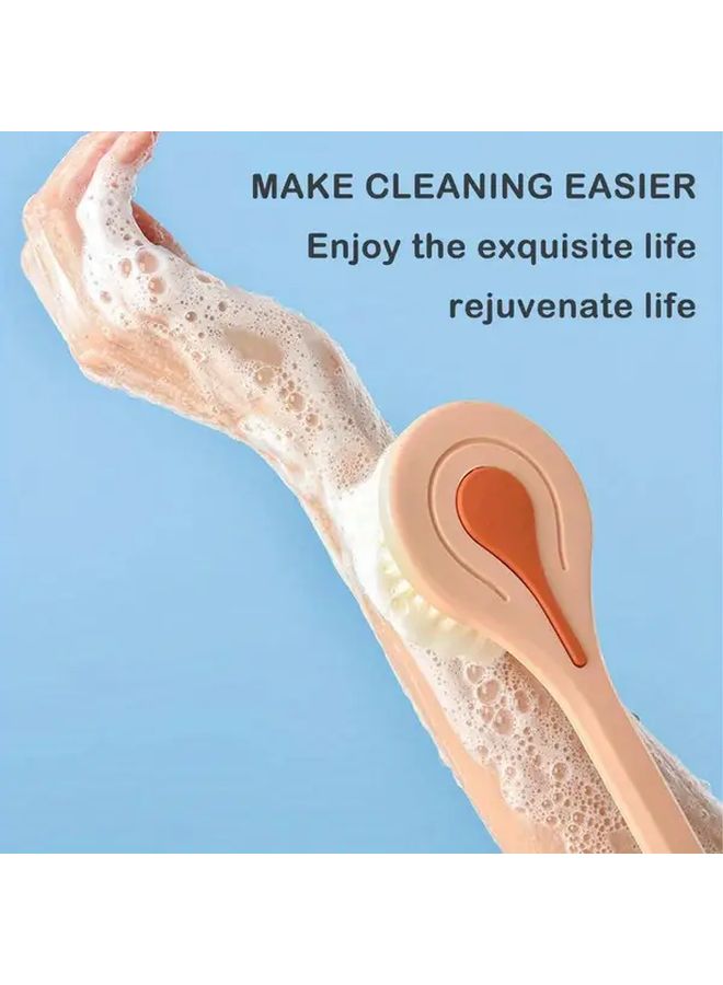 فرشاة تنظيف الظهر ذات المقبض الطويل الأزرق، بشعر ناعم للاستحمام والتدليك، تصميم مريح. - Image 3