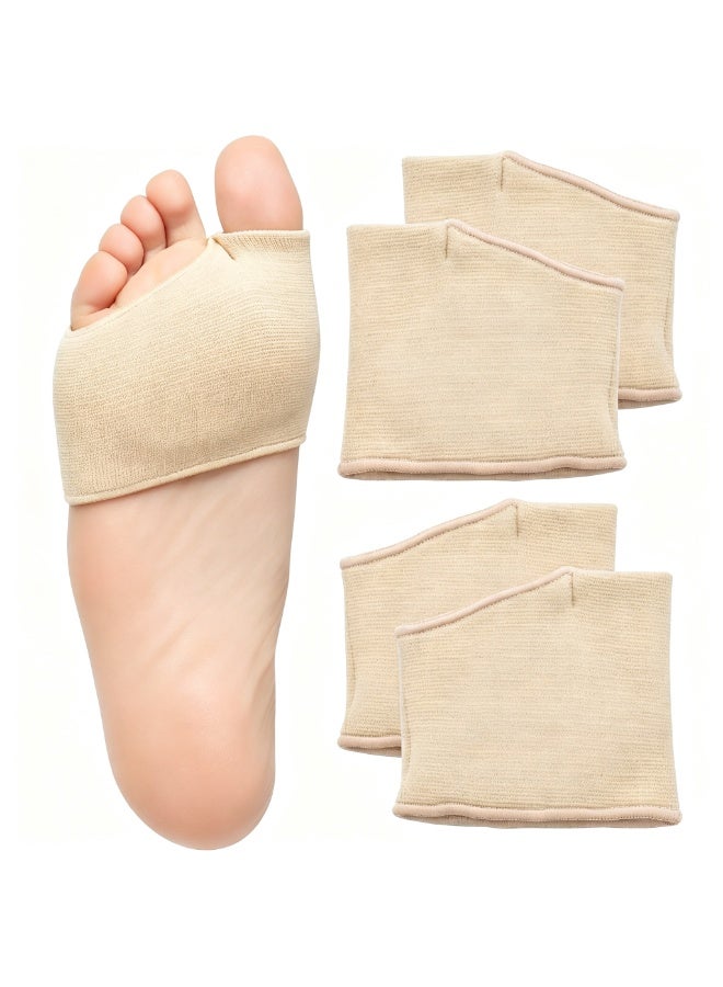jaexest Two pairs of metatarsal pads Breathable elastic fabric Relieves forefoot pain Suitable for sesamoiditis, metatarsalgia, Morton's neuroma Unisex (Beige, Medium) - Image 1